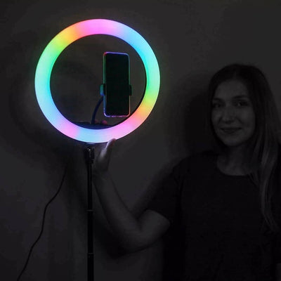 RGB 26 CM Professional LED Ring Light With 7 FT Tripod Stand