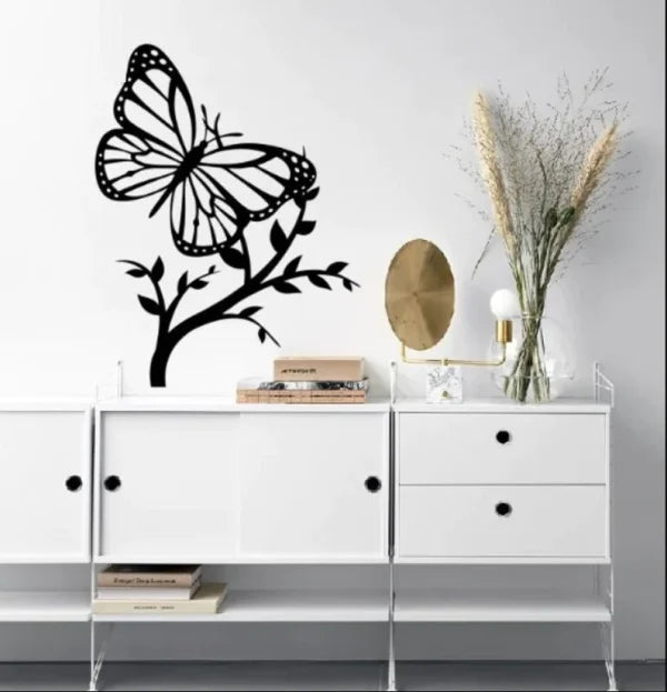 Butterfly With Tree Wooden Wall Decoration.