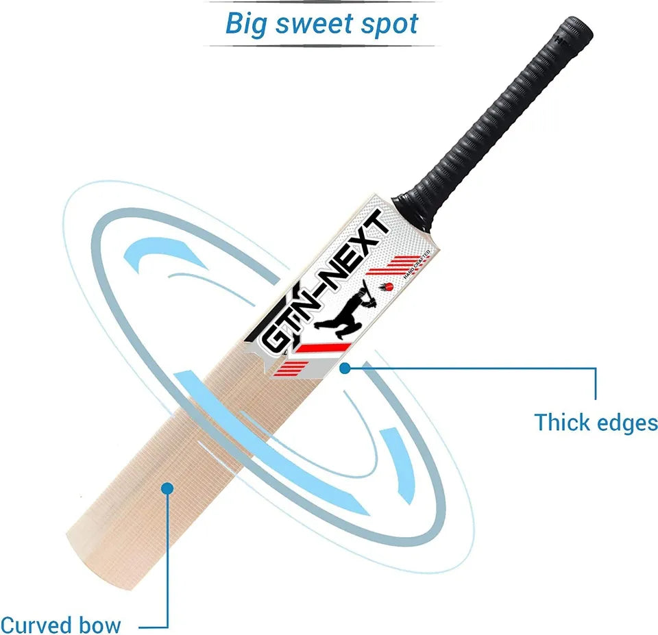 Kashmir Willow Cricket Bat Play with Tennis Ball Sturdy Grip Short Handle