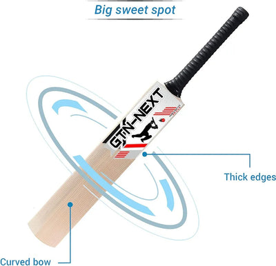 Kashmir Willow Cricket Bat Play with Tennis Ball Sturdy Grip Short Handle